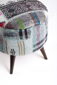 Ottoman Handmade Puff Black And Gray 1