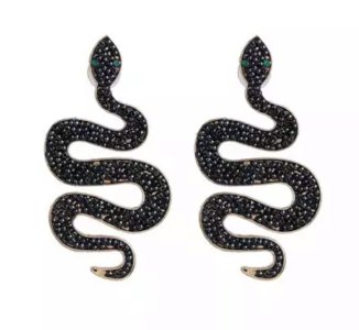 Black Big Snake Earrings