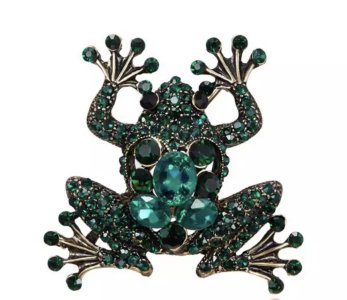 Emerald Green Frog Brooch
