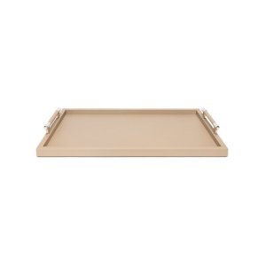 Big Rectangular Taupe Leather Tray