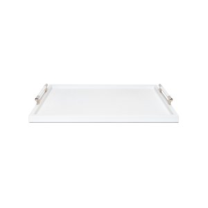 Big Rectangular White Leather Tray
