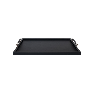 Big Rectangular Black Leather Tray
