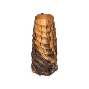 Wooden Vase in Brown Stripes