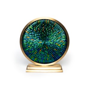 Home Decor Round Standee in Green & Bronze