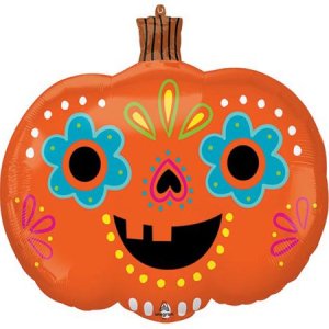 P35 Day Of The Dead Pumpkin Supershape Foil Balloon Halloween (Without Air, Helium, and Ribbon)