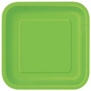 Lime Green Big square paper plate (14pc)