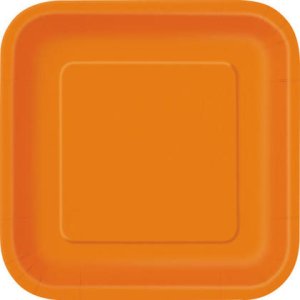 Pumpkin Orange Big square paper plate (14pc)