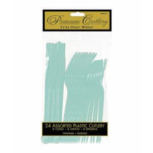 Robins Egg Blue Heavy Weight Assorted Cutlery 24Pcs 