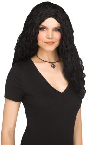 Crimped Sorceress Wig Black Halloween 