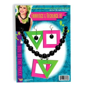 80S Neon Necklace/Earrings Set Halloween 