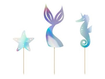 Mermaid Party Collection Cake Toppers Mermaid, Iridescent 3pc
