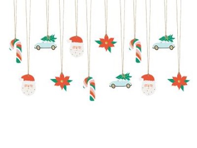 Christmas Party Collection 12 Gift Tags Santa, Mix.
