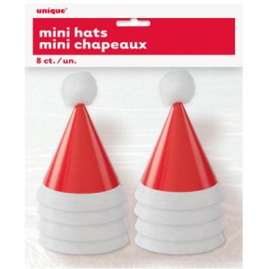 Christmas Party Collection Mini Pom Pom Santa Party Hat 8pc