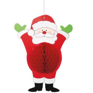 Christmas Party Collection Hohoho Santa Hanging Honeycomb Santa Claus Christmas Decoration 1pc