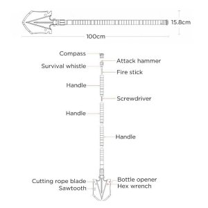 Nextool Survival Folding Shovel Multitool Self-Defense with Screwdriver Tactical Carry Pouch Camping