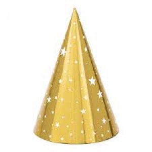 Happy New Year Party Collection Party Hats Stars, Gold, 16Cm 6Pc.
