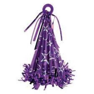 Happy New Year Party Collection Cone Hat Balloon Weight -PURPLE