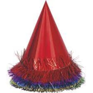 Christmas Party Collection Fringed Foil Party Hats, Assorted Pack of 6