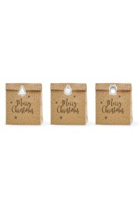 Gift Bags Merry Christmas, Kraft, 25X11X27Cm,3Pc.