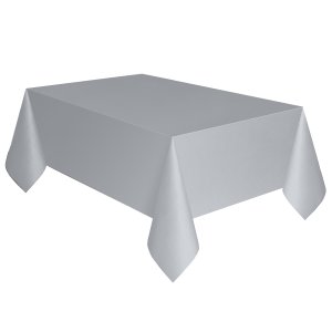 Silver Rectangular Plastic Table Cover 