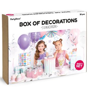 BOX Of Decorations Unicorn Party Kit 35 Pieces