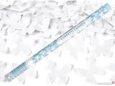 Confetti Cannon With Butterflies, White, 60Cm 