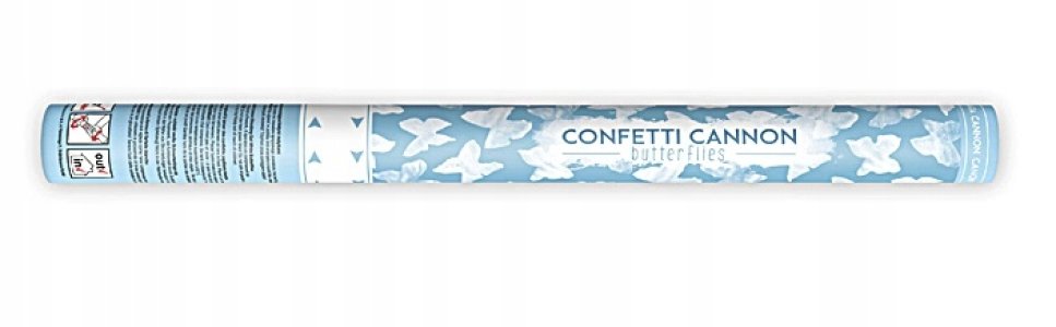Confetti Cannon With Butterflies, White, 60Cm 