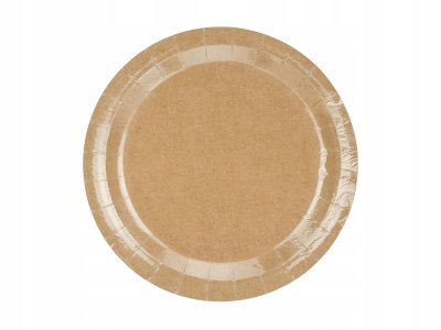 Kraft Party Collection Paper Round Plates Round Big  6pc