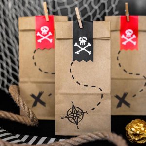 Pirates Party Collection Treat Bags , Kraft 6pc