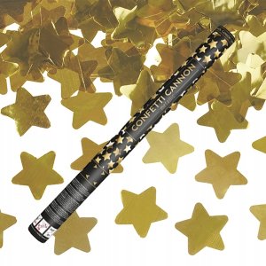 Confetti Cannon With Stars, Gold, 60cm