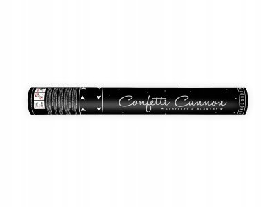 Confetti Cannon With Streamers, Silver, 80Cm