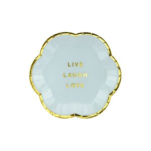 Yummy Party Collection Plates - Live Laugh Love, Light Blue 6pc