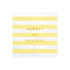 Yummy Party Collection Napkins- Always Be Positive, Light Yellow 20pc