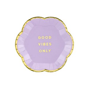Yummy Party Collection Plates- Good Vibes Only, Light Lilac 6pc