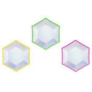 Holo Party Collection Iridescent Neon Hexagonal Plates Mix colors , Holographic,6pc