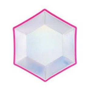 Holo Party Collection Iridescent Neon Hexagonal Plates Mix colors , Holographic,6pc