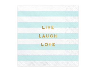 Yummy Party Collection Napkins- Live Laugh Love, Light Blue 20pc