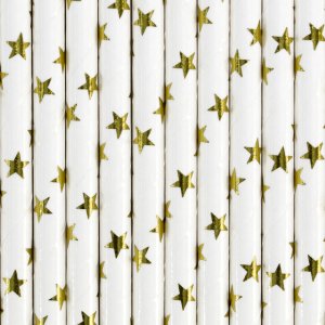 Paper Straws, Gold stars  10pc