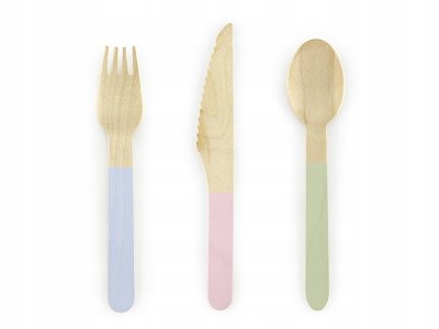 Pastelove Party Collection Wooden Cutlery, Mix,6pc