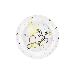Gender Reveal Party Collection Plates Boy Or Girl,6pc