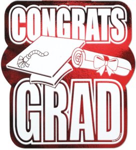 Graduation Party Collection Red Foil congrats grad Cutout 1pc