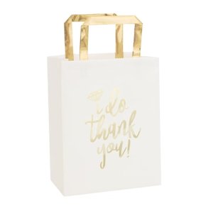 4 B/shower Thank you Favor Bags White & Gold