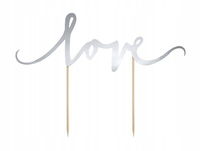 Cake Topper Love, Silver,1pc