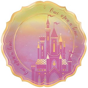 Princess Party Collection Metallic Round Plates 8Pcs