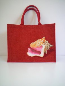 Hand painted jute XL beach bag