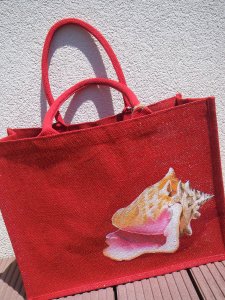 Hand painted jute XL beach bag