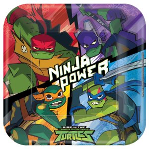 Ninja Turtles Party Collection Rise Of The Teenage Mutant -Square Plates Big 8pc