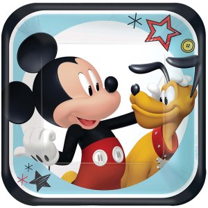 Mickey Mouse Party Collection On The Go Square Plate Small 8pc