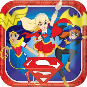 Dc Super hero Girls Party Collection Square Plates Big 8pc