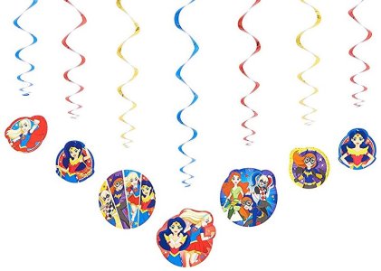 Dc Super hero Girls Party Collection Value Pack Foil Swirl Decorations 12pc
